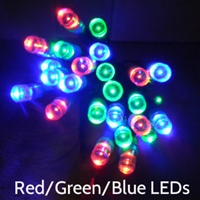 Red/Green/Blue LEDs on Green Wire